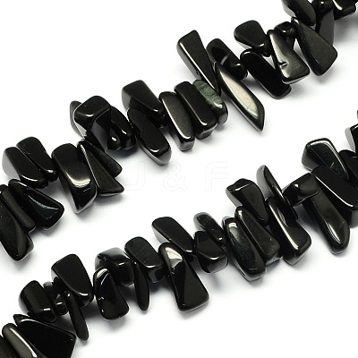 Natural Black Stone Bead Strands G-R191-05-1