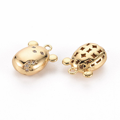Brass Micro Pave Clear Cubic Zirconia Charms KK-S356-454-NF-1