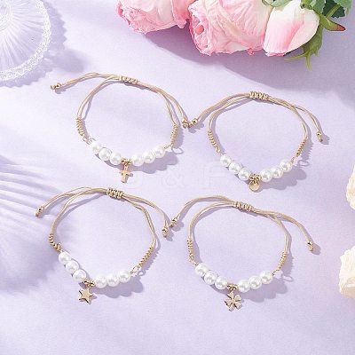 4Pcs 304 Stainless Steel Charms Bracelets BJEW-JB12518-1