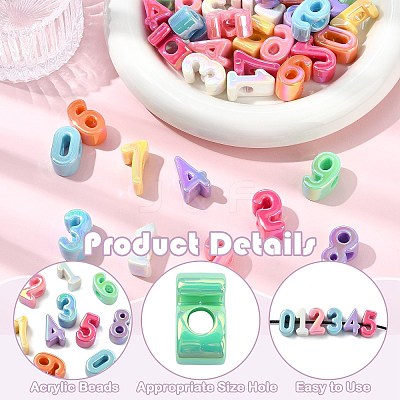 50Pcs 10 Styles Opaque UV Plating Acrylic Beads PACR-CJ0001-49-1