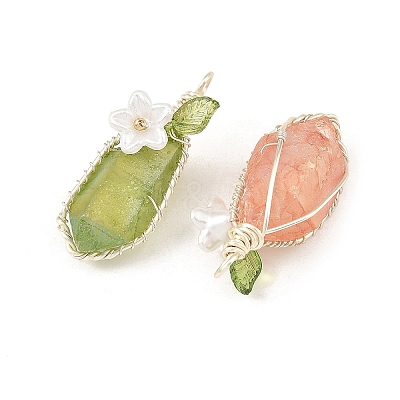 Electroplated Natural Quartz Crystal Wire Wrapped Pendants PALLOY-TA00450-1