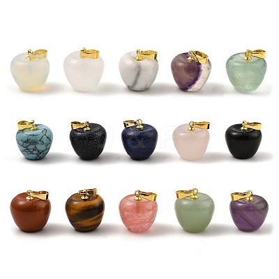 Natural & Synthetic Mixed Gemstone Teacher Apple Charms G-Z022-02-1