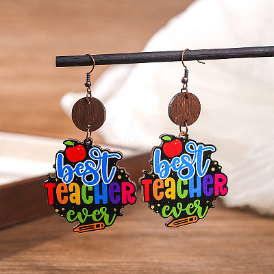 Teachers' Day Printed Wooden Dangle Earrings for Teachers FS-WG20E88-06-1