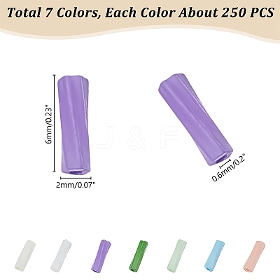 70G 7 Colors Opaque Colours Glass Twist Bugle Beads GLAA-PH0003-70-1