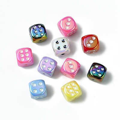 10Pcs UV Plating Rainbow Iridescent Acrylic Enamel Beads SACR-FS0001-32-1