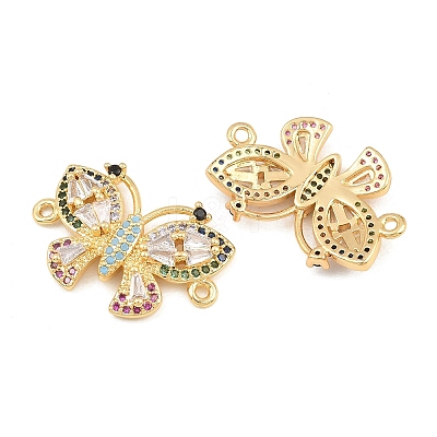 Brass Micro Pave Colorful Cubic Zirconia Connector Charms CU-CBA908F-04G-05-1
