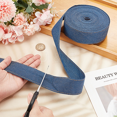 Synthetic Cotton Denim Ribbons for Bow Making SRIB-WH0011-270E-1
