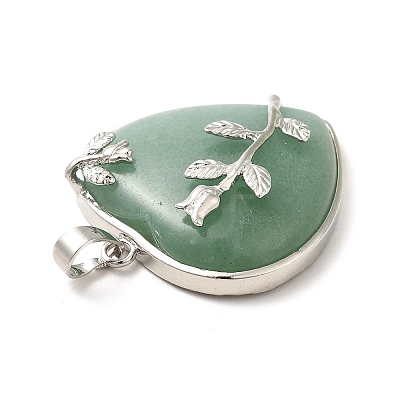 Heart Natural Green Aventurine Pendants X-GP356-2-1