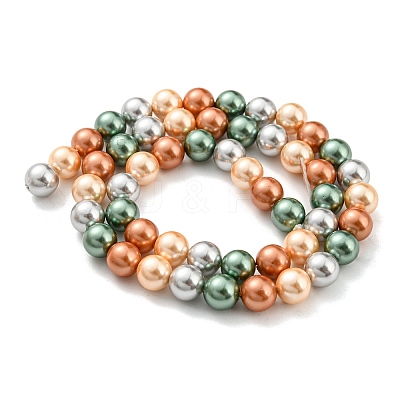 Electroplated Shell Pearl Beads Strands SHEL-F008-03B-02-1