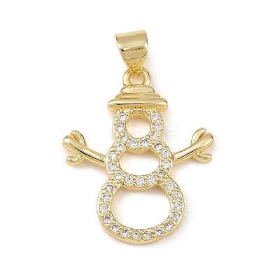 Christmas Brass Micro Pave Cubic Zirconia Pendants KK-B164-02G-01-1
