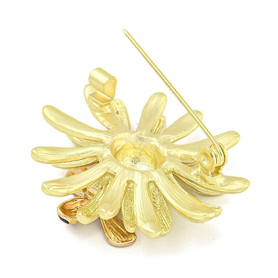 Alloy Crystal Rhinestone Flower with Bees Brooch JEWB-U006-12LG-1