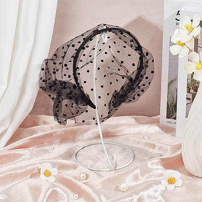 Polyester Mesh Veil Hair Bands OHAR-WH0021-63B-1