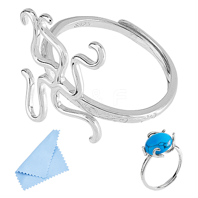 1Pc Adjustable 925 Silver Ring Adjustable Ring Findings FIND-DC0006-64P-1
