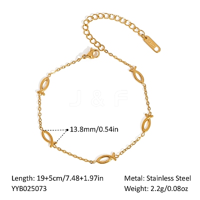 304 Stainless Steel Link Chain Bracelets for Women XX6576-20-1