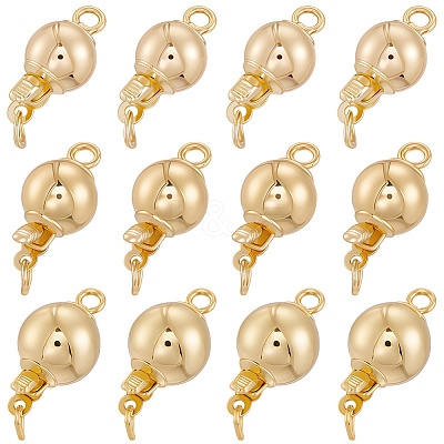 12Pcs 3 Style Round Brass Box Clasps KK-BBC0019-27-1