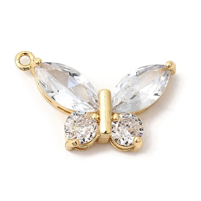 Brass Micro Pave Clear Cubic Zirconia Pendants KK-K419-04G-1