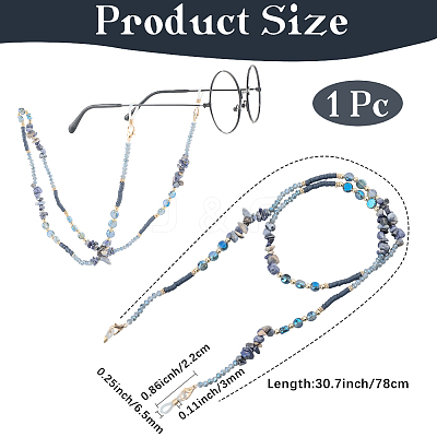 1Pc Polymer Clay with Alloy and Crystal Neck Strap for Eyeglasses AJEW-CN0005-04D-1