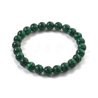 Synthetic Malachite Bead Stretch Bracelets X-BJEW-K212-B-031-1