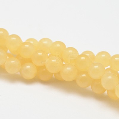 Natural Yellow Jade Bead Strands G-K121-01-6mm-1