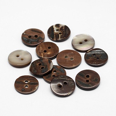 2-Hole Flat Round Shell Buttons SHEL-P012-22-1