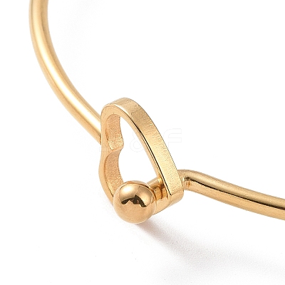 201 Stainless Steel Hollow Out Heart Bangle BJEW-P285-01G-1
