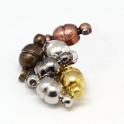 Round Brass Magnetic Clasps with Loops KK-D331-M-NF-1