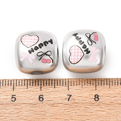Plating Printed Acrylic European Beads AC-CBA655C-08-1