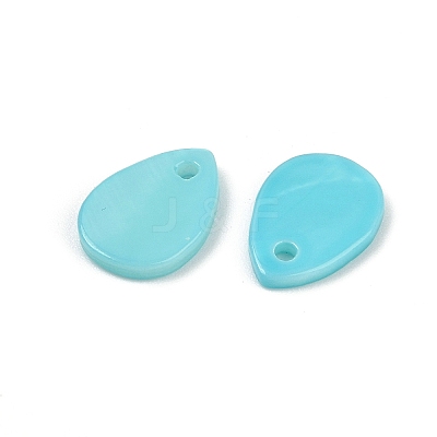Spray Painted Natural Freshwater Shell Teardrop Charms SHEL-K006-47E-1