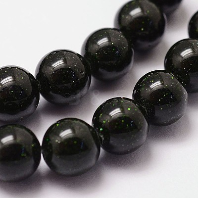 Synthetic Green Goldstone Beads Strands G-N0178-02-12mm-1