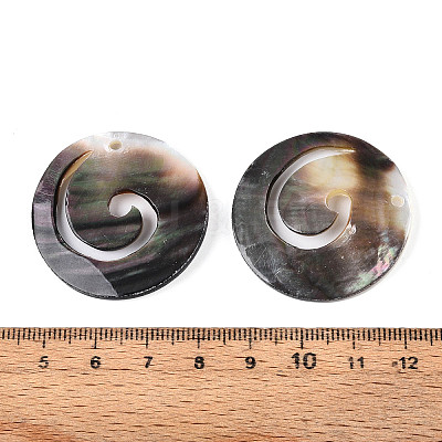 Natural Black Lip Shell Hollow Disc Pendants SHEL-N038-19-1