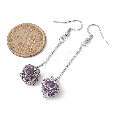 Natural Mixed Gemstone Dangle Earrings EJEW-JE05660-02-1