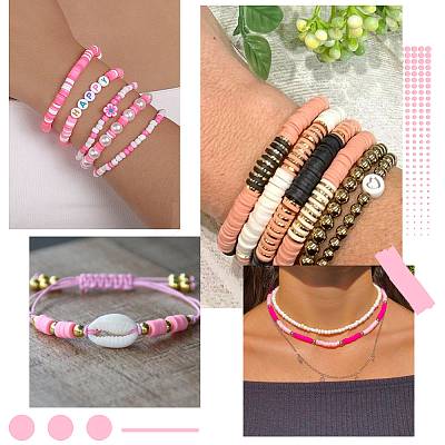 3 Strands 3 Colors Flat Round Handmade Polymer Clay Beads CLAY-SC0001-68B-01-1