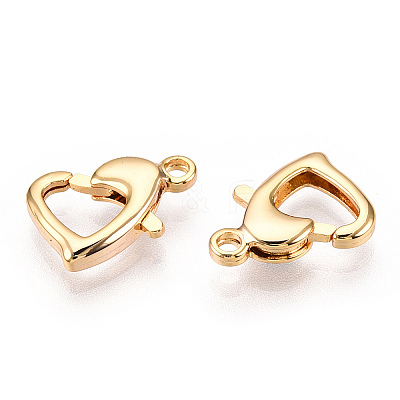 Brass Heart Lobster Claw Clasps KK-N254-16G-1