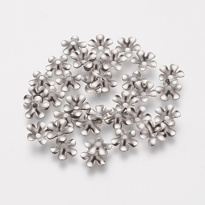 Tarnish Resistant 5-Petal 304 Stainless Steel Flower Bead Caps LS-STAS-L205-09B-1
