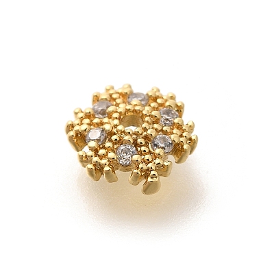 Rack Plating Brass Micro Pave Clear Cubic Zirconia Bead Caps KK-H508-22A-G-1