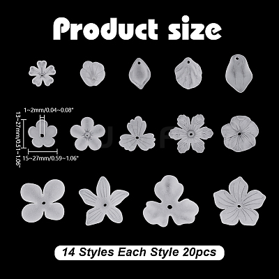 280Pcs 14 Styles Transparent Acrylic Bead Caps FACR-AR0001-03-1