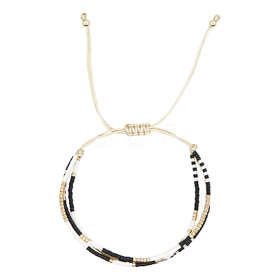 Miyuki Glass Seed Triple Layer Braided Bead Bracelet for Women BJEW-A22-12-22-C-1