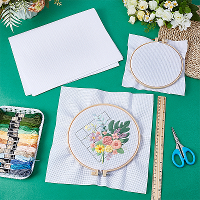 14CT Cross Stitch Canvas Cotton Embroidery Fabric DIY-WH0410-341A-1