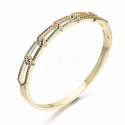 Brass Micro Pave Cubic Zirconia Bangles BJEW-S142-014-NF-1