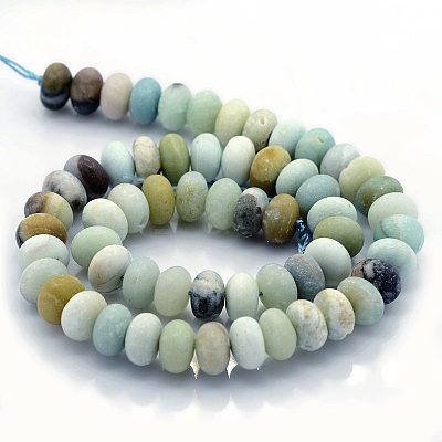 Natural Frosted Flower Amazonite Beads Strands G-O015-8x5mm-01-1