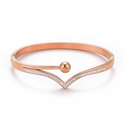 Crystal Rhinestone Wave Hinged Bangle BJEW-G648-04RG-1