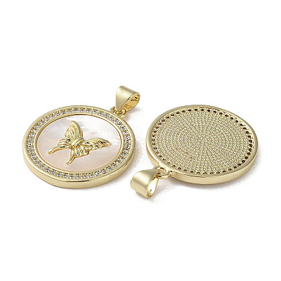 Brass Micro Pave Cubic Zirconia Pendants KK-G485-04G-1