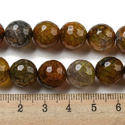 Faceted Natural Dragon Veins Agate Beads Strands G-F447-12mm-L09-1