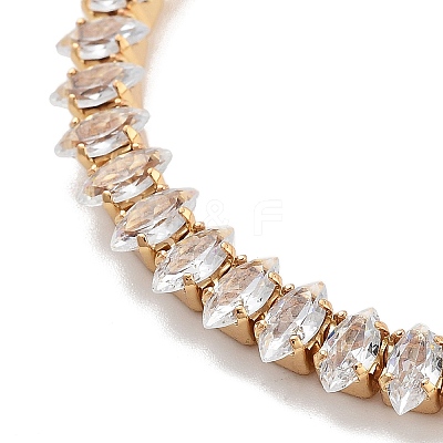 Brass Pave Clear Cubic Zirconia Horse Eye Link Bracelets BJEW-YWC0002-03B-G-1