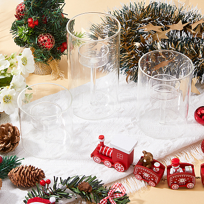 3Pcs 3 Styles Transparent Glass Candle Holders DJEW-FH0001-32-1
