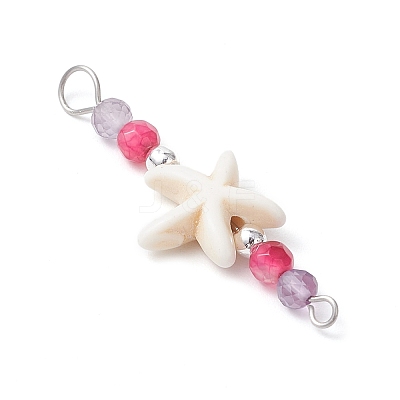 4Pcs 4 Colors Summer Beach Dyed Synthetic Turquoise Connector Charms PALLOY-JF03747-03-1
