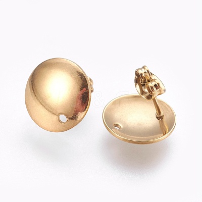 Ion Plating(IP) 304 Stainless Steel Stud Earring Findings STAS-G178-03G-13mm-1