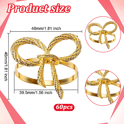60Pcs Bowknot Alloy Napkin Rings AJEW-DR0002-68-1