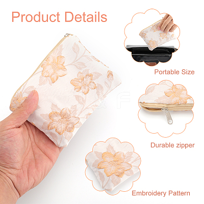 2Pcs 2 Colors Chinese Style Rectangle Cloth Zipper Pouches ABAG-GF0001-22-1