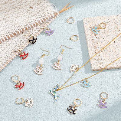 Alloy Enamel Pendant Locking Stitch Markers HJEW-AB00169-1